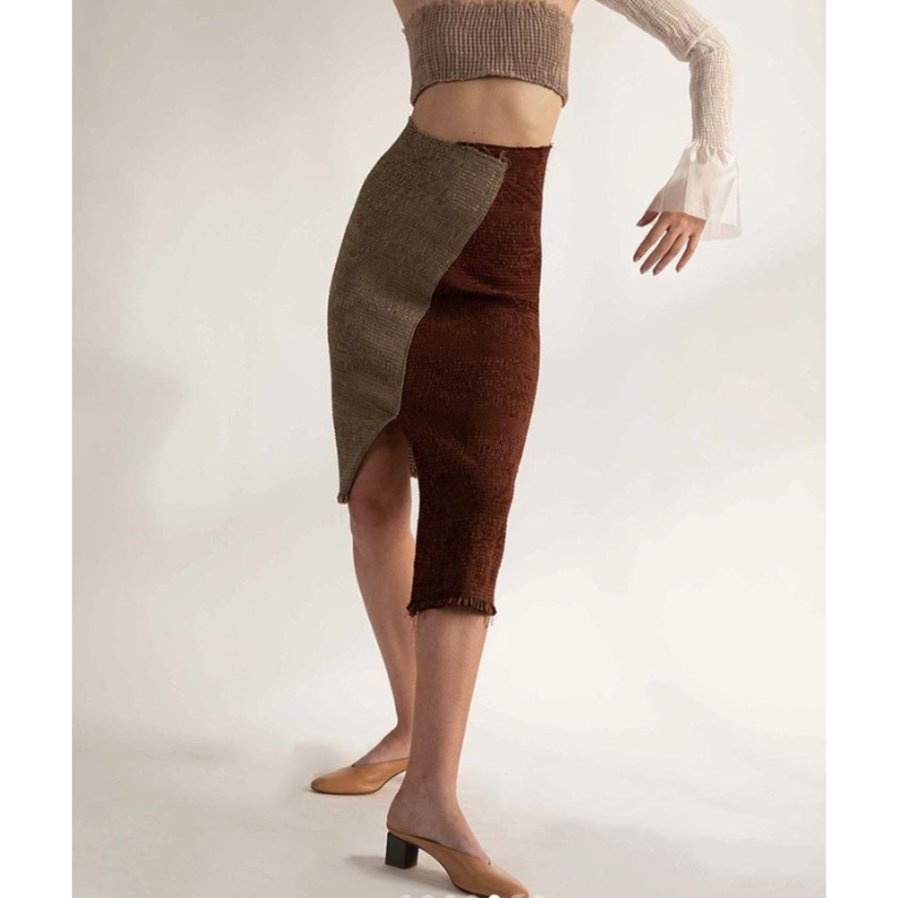Delfina Balda Asymmetrical Smocked Skirt Silk Art to Wear Size XS